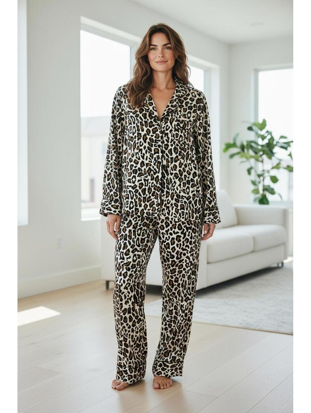 Banana Republic Animal Print Silky Pajama Set Size XL
